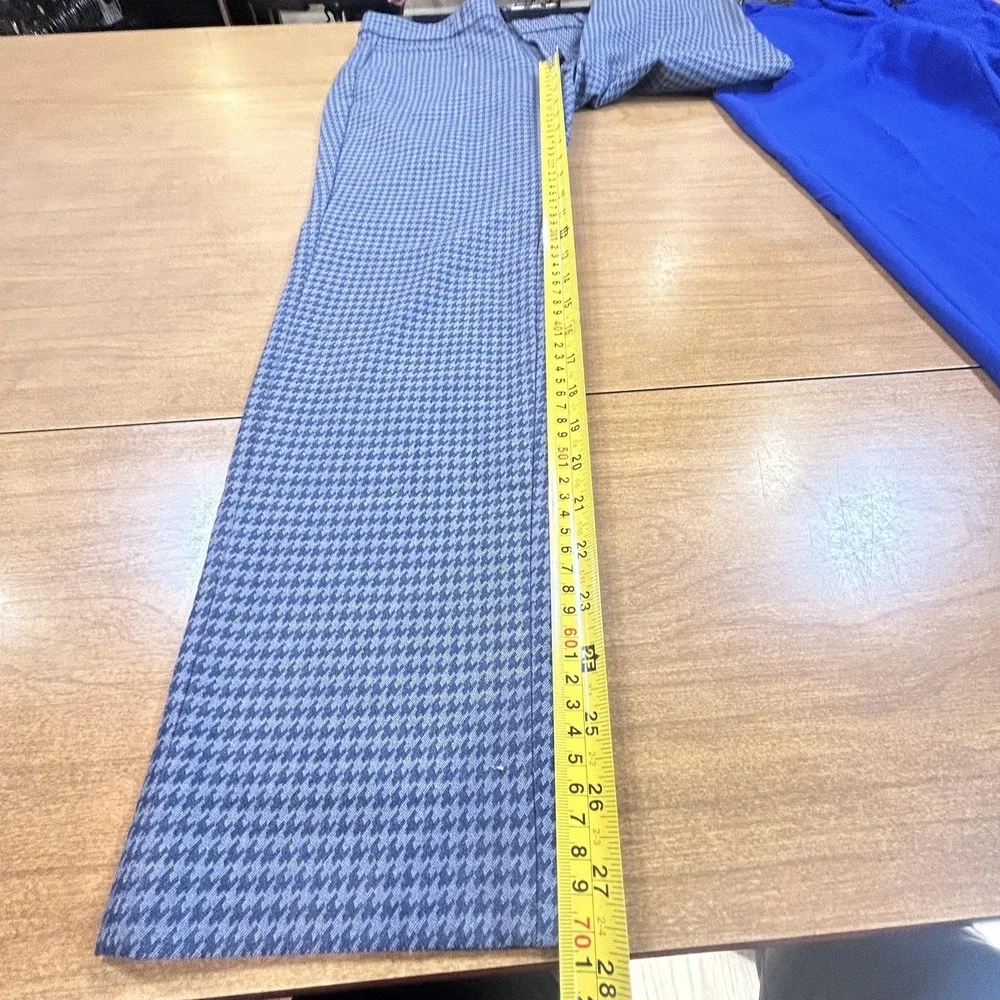 Set 2 Banana Republic Pants Womens 4 Blue Check Twill Sloan Avery Dress Career